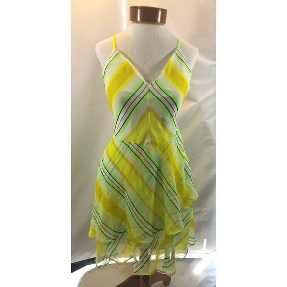 Christopher John Rogers Target Womens Size 2 Yellow Striped Flowy Bright Dress - Picture 1 of 5